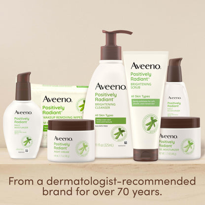 Aveeno Positively Radiant Skin Brightening Daily Facial Scrub with Moisture-Rich Soy Extract, Gently Exfoliates & Cleanses for Soft, Smooth, More Even-Toned Skin, Hypoallergenic, 7 oz Aveeno