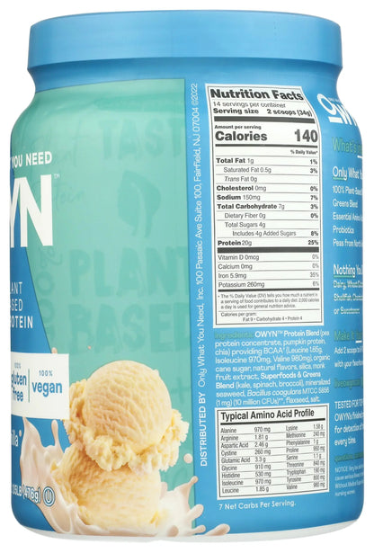 OWYN Only What You Need Plant-Based Protein Powder, Smooth Vanilla, 1.05 lbs OWYN Only What You Need