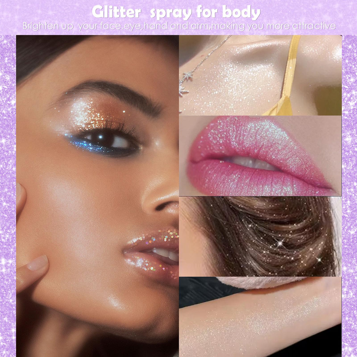 Yosca Body Glitter Spray, 30ML Body Shimmer Powder Hair Spray Fine Glitter Yosca