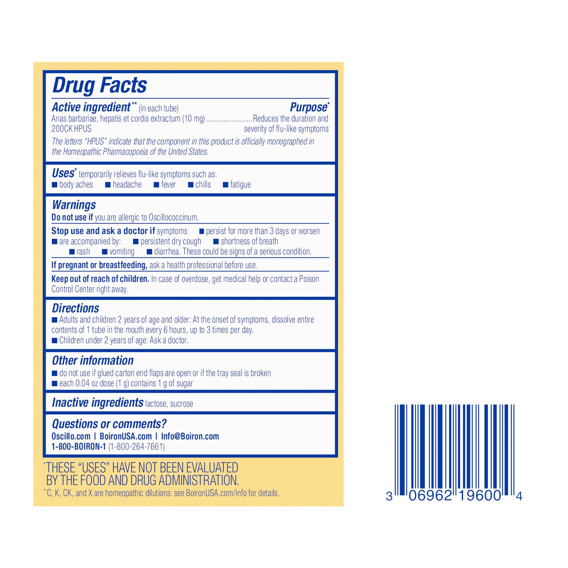 Boiron Oscillococcinum for Relief from Flu-Like Symptoms of Body Aches, Headache, Fever, Chills, and Fatigue - 30 Doses Gsupps Australia