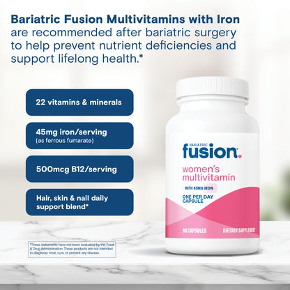 Bariatric Fusion One Per Day Bariatric Multivitamin with Iron for Women | with Hair and Nails Vitamin Blend | Gastric Bypass Bariatric Fusion