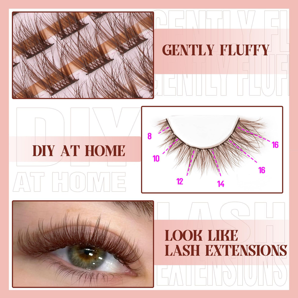 Brown Lash Clusters Natural Lash Extensions Wispy Eyelash Clusters 154 Pcs C-Curly Lashes Clusters for Everyday Wear Beginner Friendly Dark Brown Cluster Eyelash Extensions by Mavphnnee Mavphnee