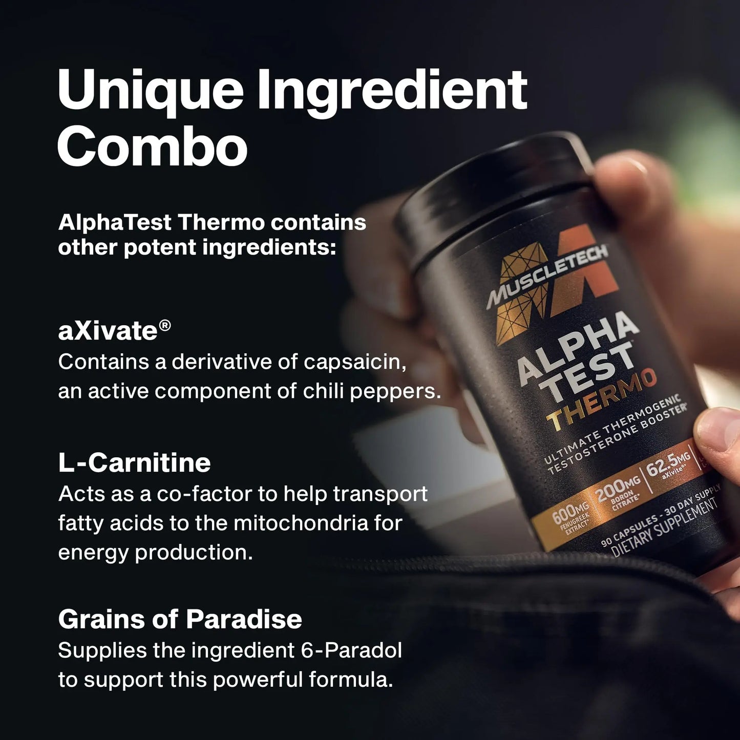 MuscleTech Thermogenic Booster for Men, AlphaTest Thermo - T-Boost Mens Supplement with Tribulus Terrestris - Male Gym Workout Supplements for Muscle Growth MuscleTech