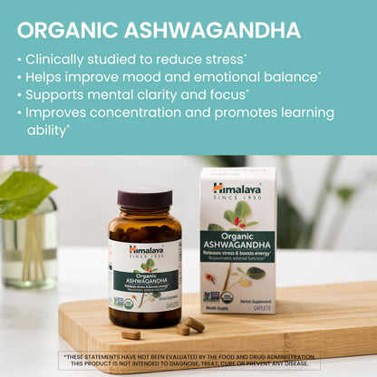 Himalaya Organic Ashwagandha Root, 2 Month Supply - Herbal Adrenal Support Supplements for Stress Relief and Energy Support - USDA Organic, Non-GMO, Vegan Himalaya