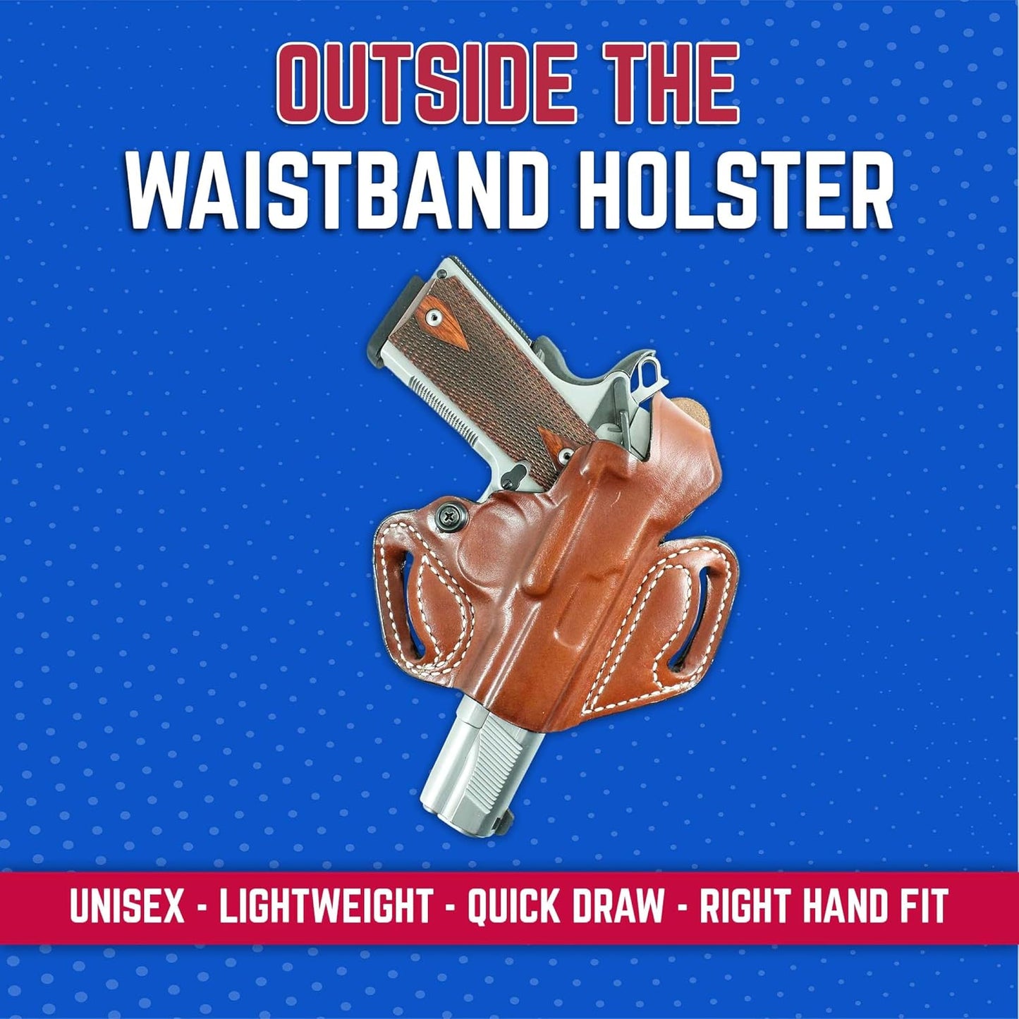 Desantis Thumb Break Mini Slide OWB Holster - Right Hand Draw, Black | Leather Holster, Fits Cocked & Locked Standard 1911 3"-5" Models from COLT, S&W, SIG SAUER, Kimber, Springfield & Others Gsupps Australia