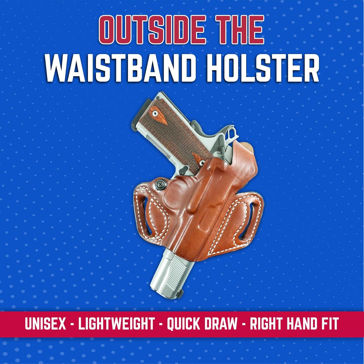 Desantis Thumb Break Mini Slide OWB Holster - Right Hand Draw, Black | Leather Holster, Fits Cocked & Locked Standard 1911 3"-5" Models from COLT, S&W, SIG SAUER, Kimber, Springfield & Others Gsupps Australia