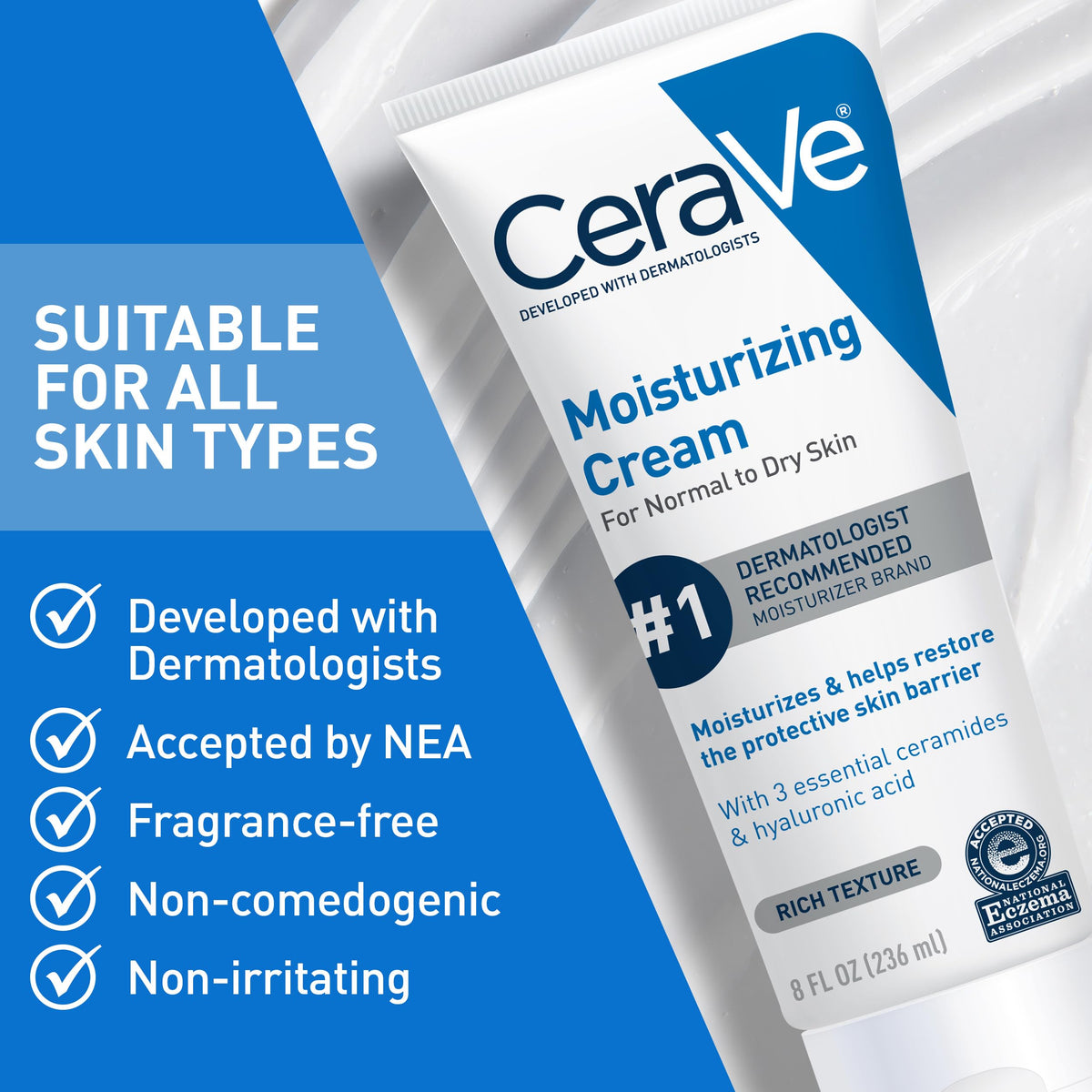 CeraVe Moisturizing Cream, Face & Body Moisturizer for Dry Skin, 19oz CeraVe