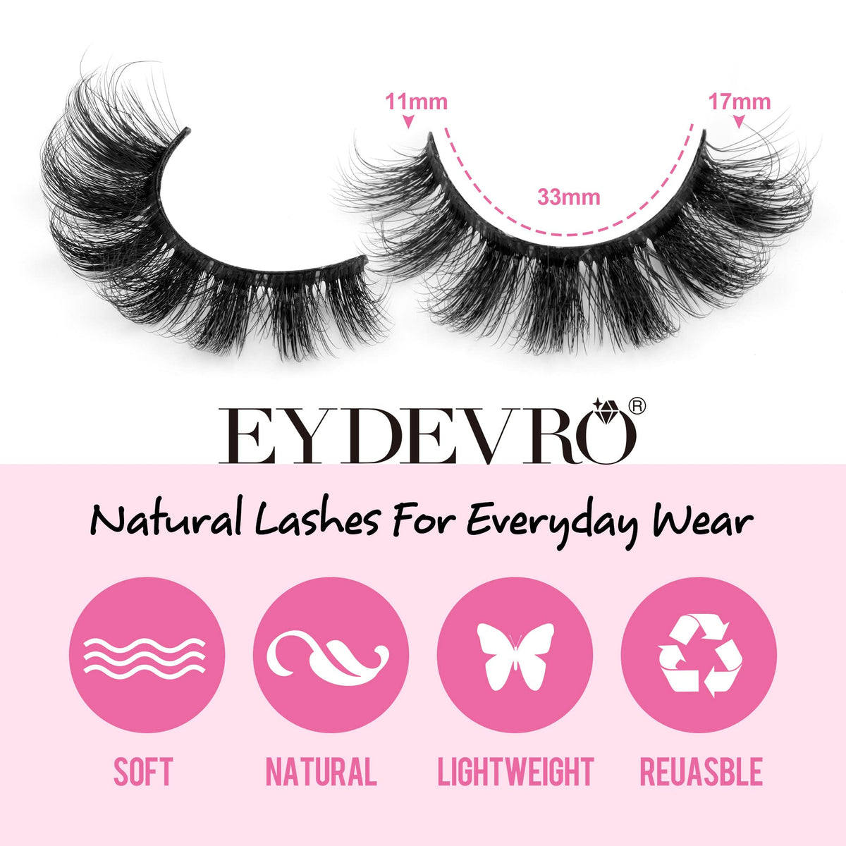 Mink Lashes Fluffy Wispy Lashes Natural Look 3D False Eyelashes D Curl Russian Strip Lashes 7 Pairs Short Fake Eyelash Pack by EYDEVRO EYDEVRO