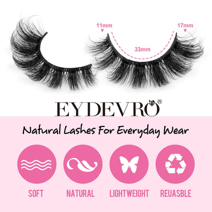 Mink Lashes Fluffy Wispy Lashes Natural Look 3D False Eyelashes D Curl Russian Strip Lashes 7 Pairs Short Fake Eyelash Pack by EYDEVRO EYDEVRO