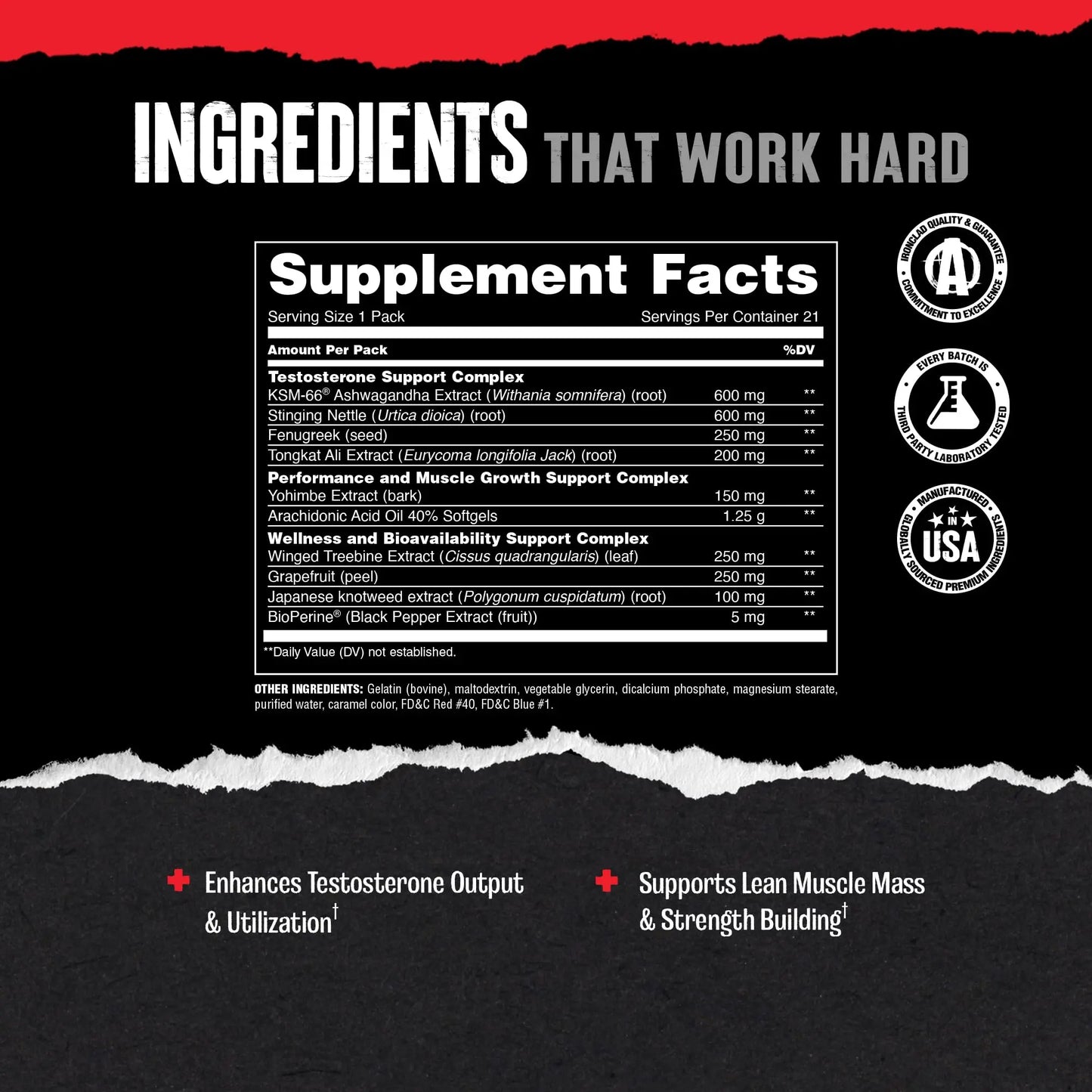 Animal Test Booster for Men - Male Enhancing Supplement Libido Booster for Strength Athletes & Bodybuilders to Increase Stamina, Endurance, Muscle Growth, All-in-One Packs – 21 Day Cycle Animal