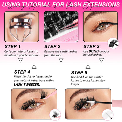MilyBest Lash Clusters Kit 100D with Spikes, 13-19mm Manga Lashes MilyBest