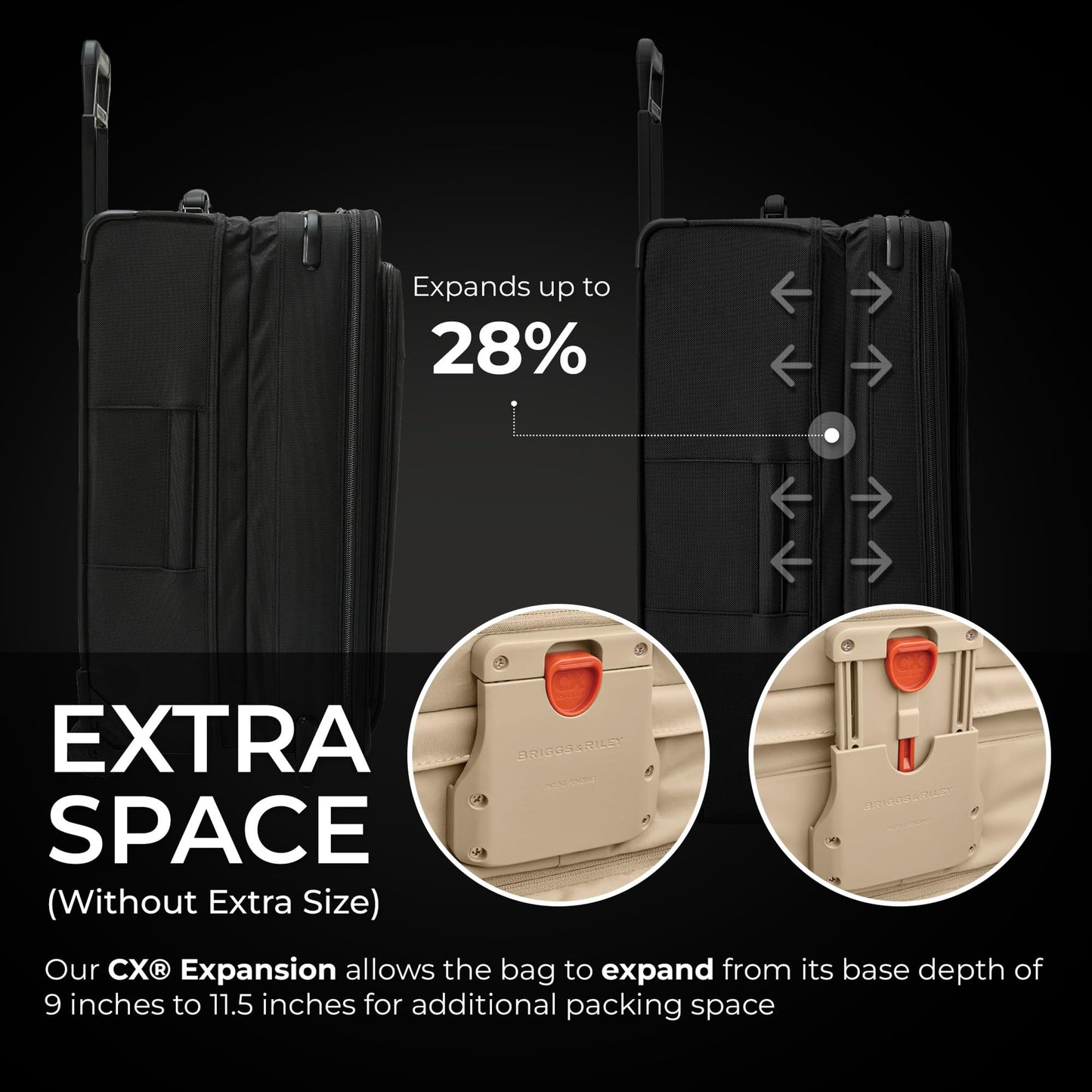 Briggs & Riley Essential 22" 2-Wheel Expandable Carry On - Luggage for Travel, Suitcases with Wheels, Softside Rolling Bag for Men & Women, Self-Repairing Zipper - Baseline Collection, Black Gsupps Australia