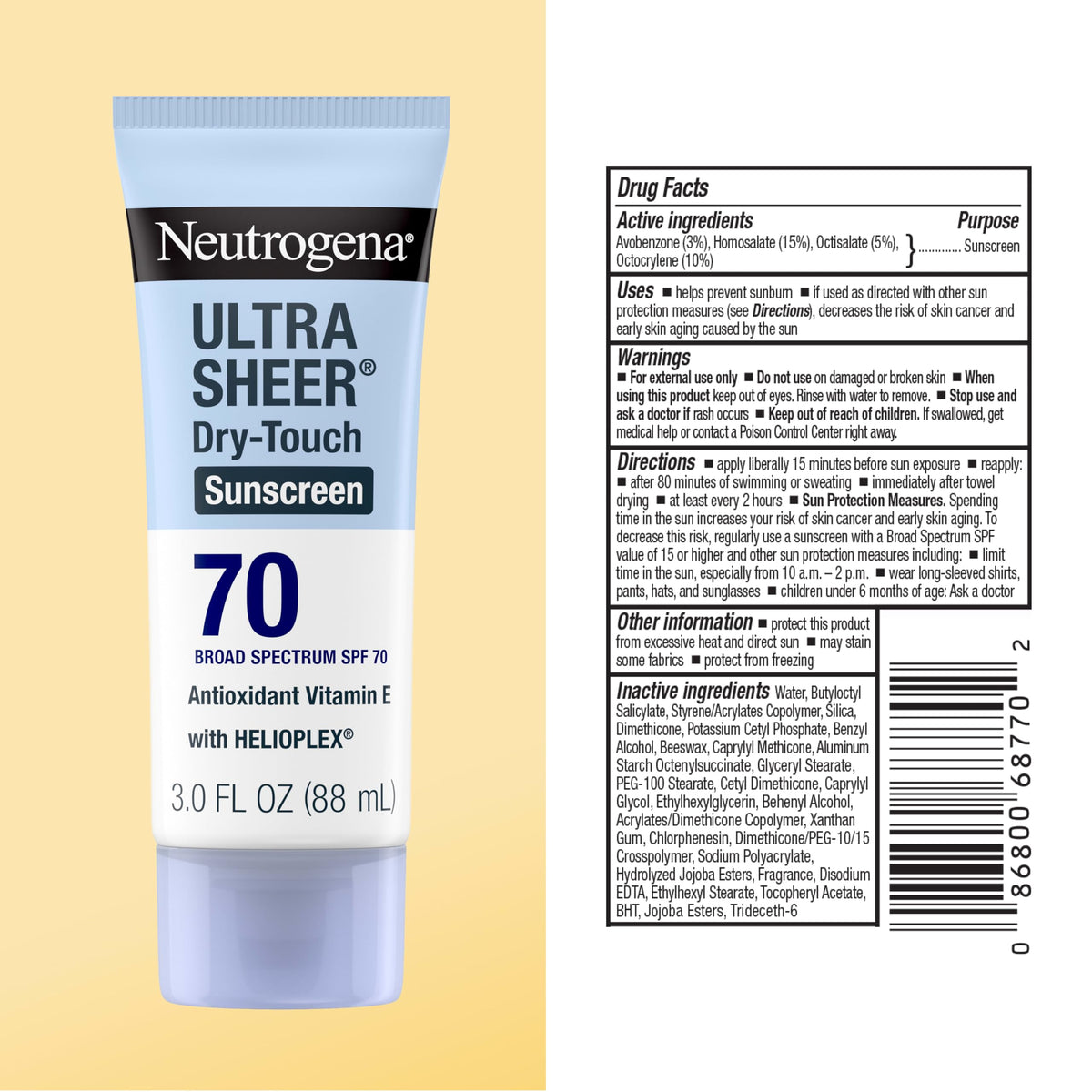 Neutrogena Ultra Sheer Dry Touch Sunscreen Lotion, SPF 70, 3 fl. oz Neutrogena
