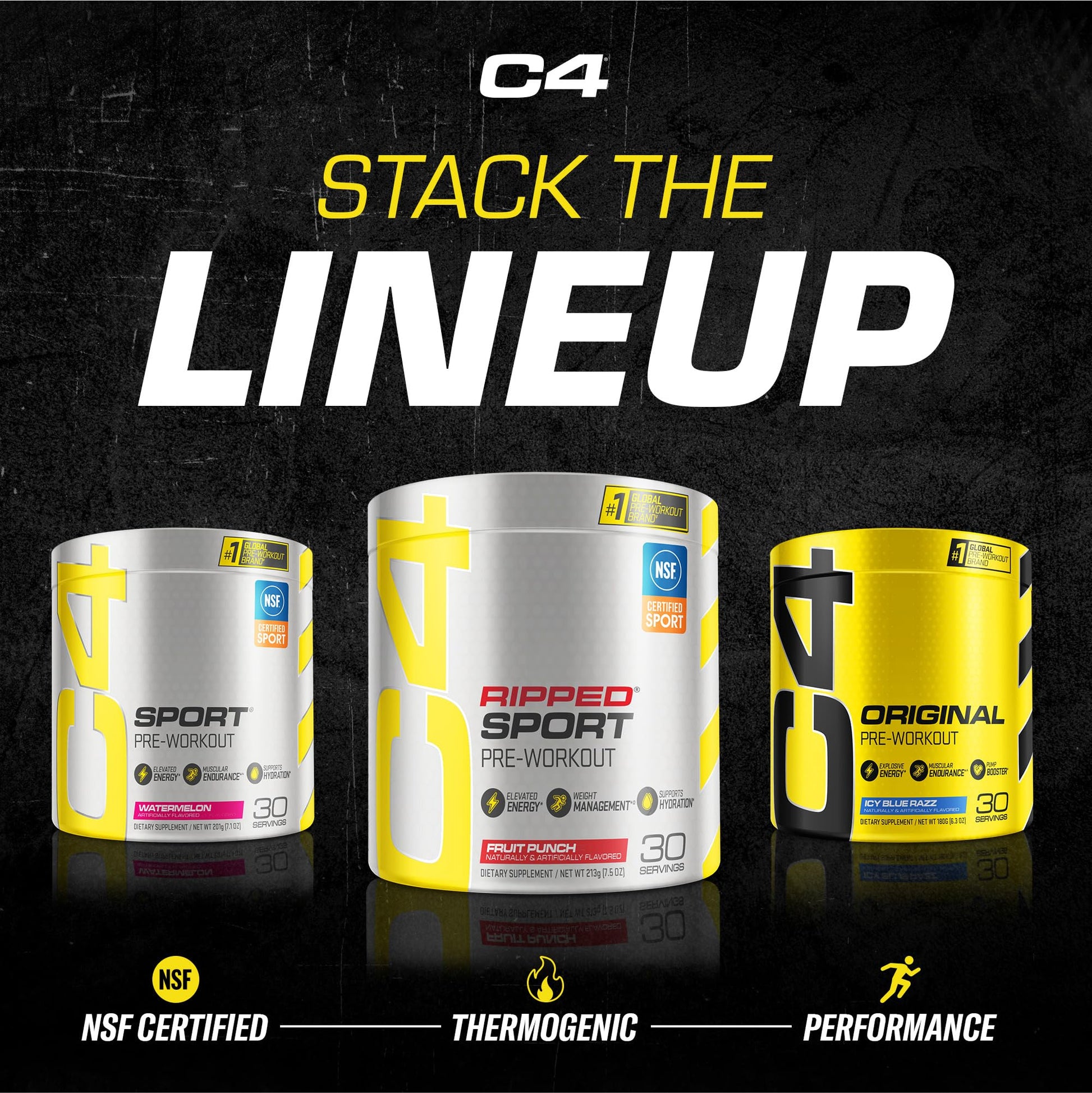 C4 Ripped Sport Pre Workout Powder Fruit Punch - NSF Certified for Sport + Zero Sugar Preworkout Energy Supplement for Men & Women - 135mg Caffeine C4
