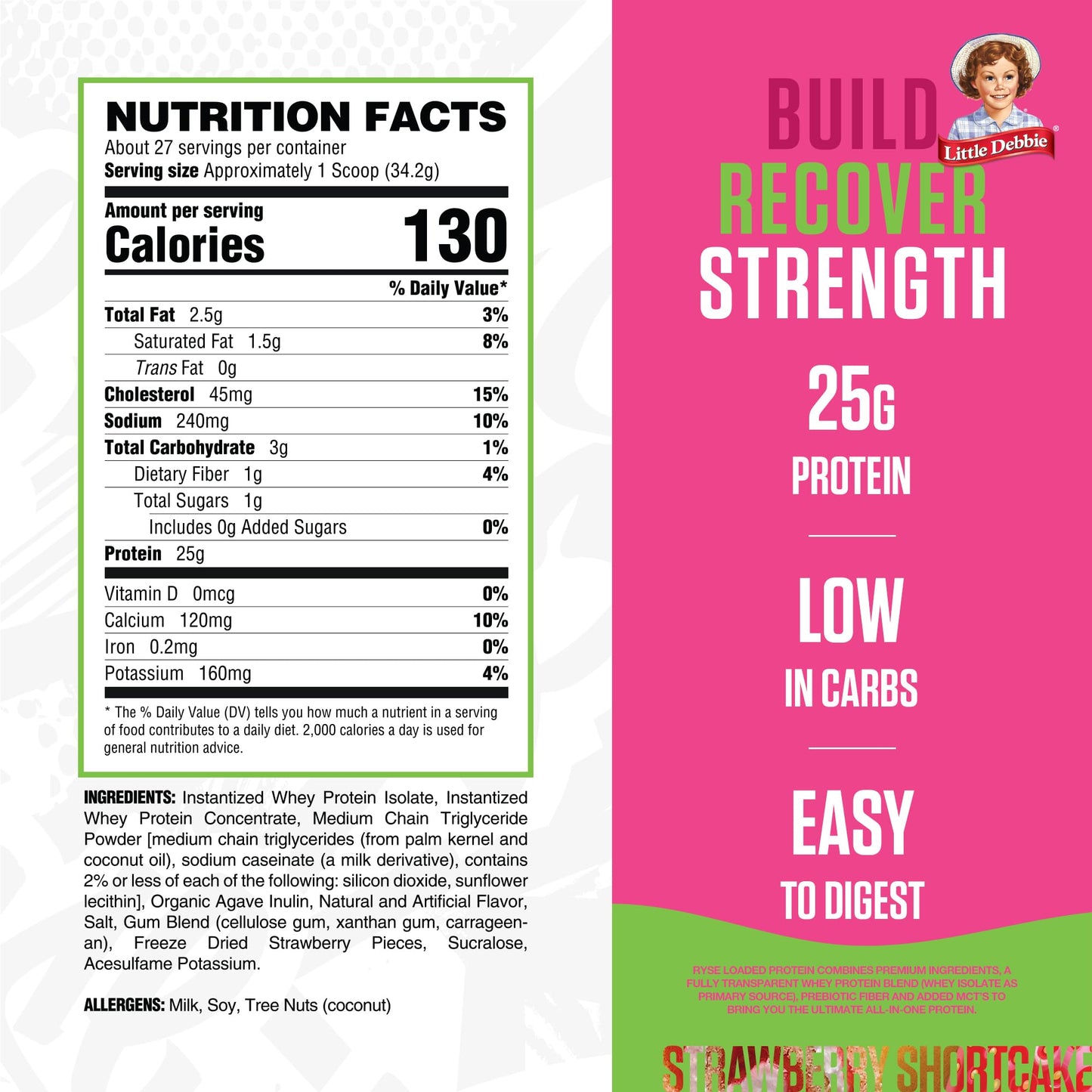 RYSE Loaded Protein Powder - Jet-Puffed Marshmallow - 25g Whey Protein Isolate & Concentrate with Prebiotic Fiber & MCTs - Low Carb, Low Sugar, Digestive-Friendly - 27 Servings / 2 lb Tub
