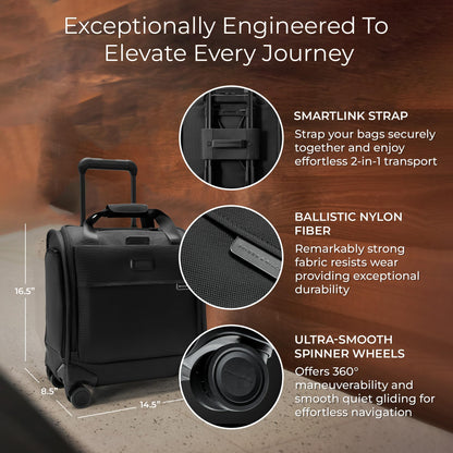 Briggs & Riley Essential 22" Carry On Expandable Spinner - Luggage for Travel, Suitcases with Wheels, Softside Rolling Bag for Men & Women, Self-Repairing Zipper - Baseline Collection, Black Gsupps Australia