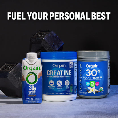 Orgain Creatine Monohydrate Micronized Powder, 100 Servings, Unflavored, Supports Muscle Growth, Post Workout Recovery and Brain Health, No Artificial Additives Orgain