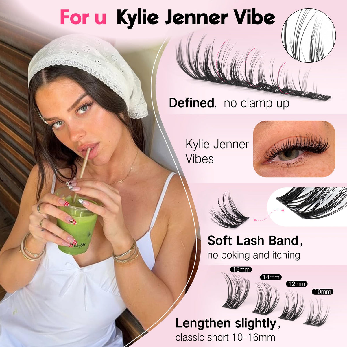 Goddvenus Plush Lash Clusters Natural Wispy Cluster Eyelash Extensions, Fluffy DIY Lash Extension at Home for Natural Look, D Curl Individual Eyelashes Goddvenus