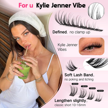 Goddvenus Plush Lash Clusters Natural Wispy Cluster Eyelash Extensions, Fluffy DIY Lash Extension at Home for Natural Look, D Curl Individual Eyelashes Goddvenus