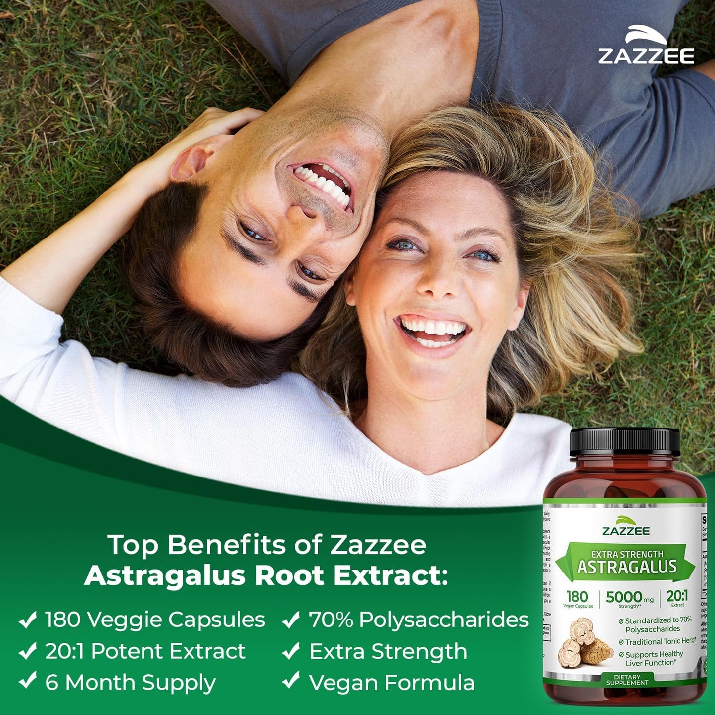 Zazzee Extra Strength Astragalus Root 20:1 Extract, 70% Polysaccharides | 180 Vegan Capsules, 6 Month Supply, Astragalus Membranaceus, Immune System Support, Non-GMO, Herbal Supplement, Made in USA Gsupps Australia