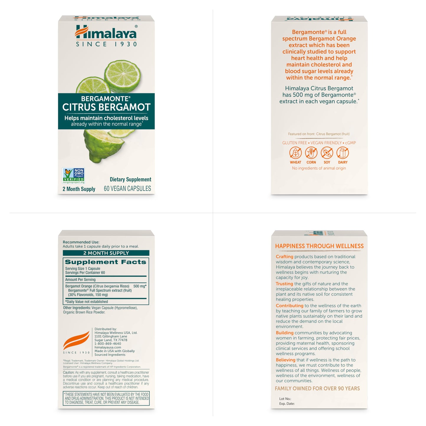 Himalaya Citrus Bergamot, Herbal Supplement for Daily Wellness, Vegan, Gluten Free, 500 mg Bergamonte® Extract, 60 Capsules Himalaya