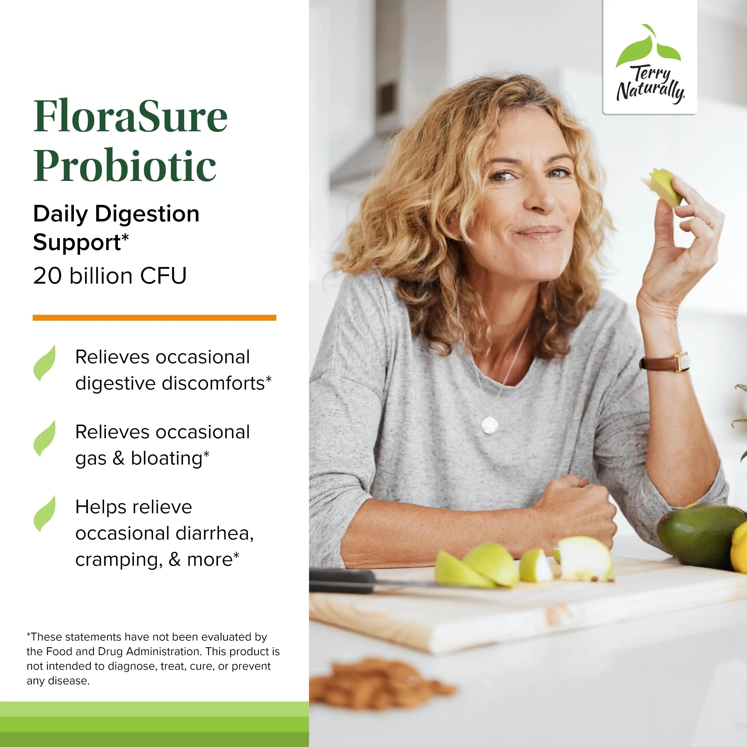 Terry Naturally FloraSure Probiotic - Digestion Supplement to Aid Against Occasional Bloating & Support Gas Relief - Gut Health Support with Bifidobacterium Bifidum - 30 Capsules (Pack of 2) Terry Naturally buy australia supplements