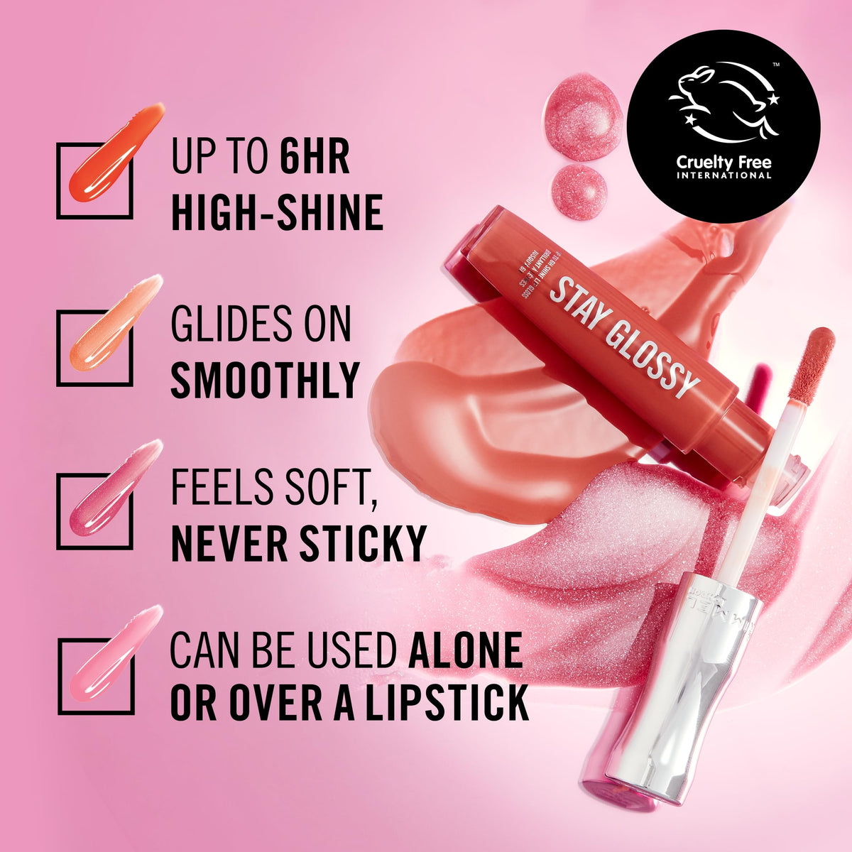 Rimmel Stay Glossy Lip Gloss - Non-Sticky and Lightweight Formula for Lip Color and Shine - 130 Blushing Belgraves, .18oz Rimmel