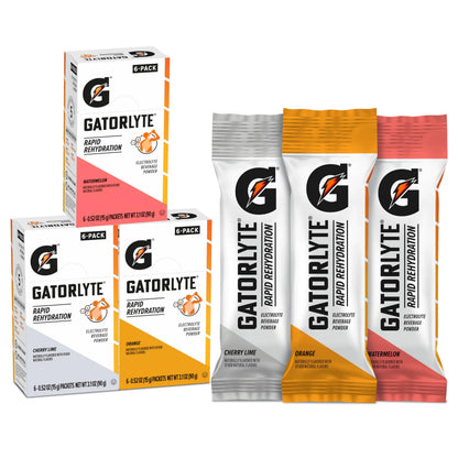 Gatorlyte Rapid Rehydration Electrolyte Beverage, Variety Pack, Lower Sugar, Specialized Blend of 5 Electrolytes, No Artificial Sweeteners or Flavors, 18 pack Gatorlyte
