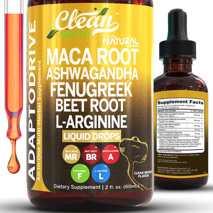 Clean Nutra Organic Maca Root Liquid Drops with Ashwagandha, Fenugreek, Beet Root and L-Arginine Liquid Multivitamin Clean Nutraceuticals