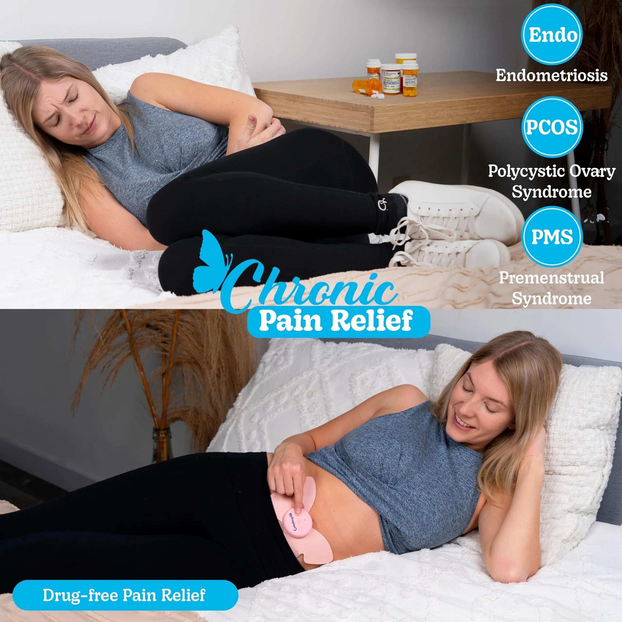 Crampology Relief Pink-Period Cramps Pain Relieving Device, Cramp Massager for Menstrual and Lower Back Ache, Reduces Endometriosis Discomfort, PMS TENS Unit, Wireless or Wired, Natural Cycle Support Crampology buy australia supplements