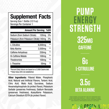 RYSE Loaded Pre Workout Drink - Ring Pop Cherry - Sugar-Free, Ready to Drink Energy Supplement with 325mg Caffeine, Citrulline & Beta Alanine for Focus & Pump - 12 fl oz Bottles (Pack of 12)