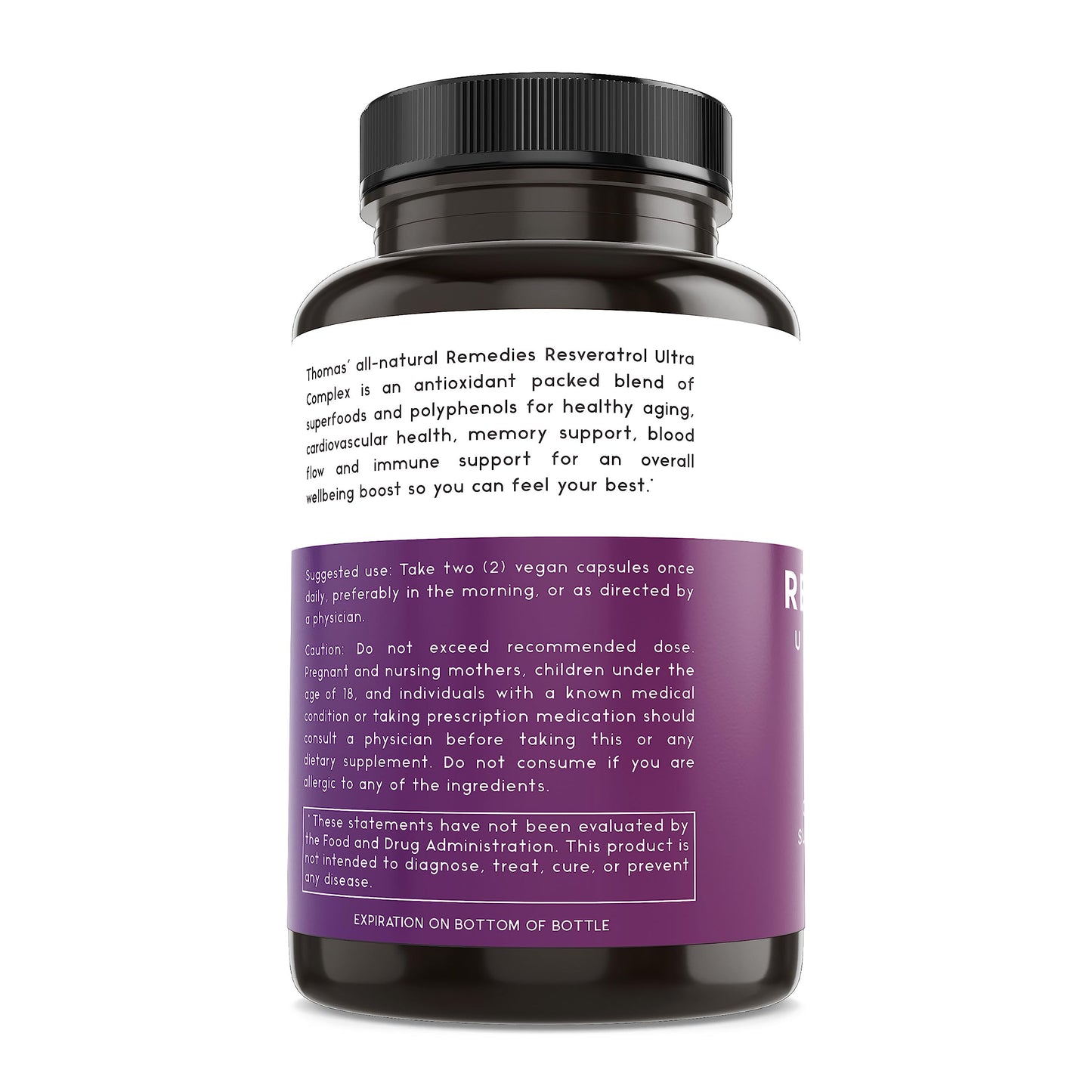 Thomas' all-natural Remedies Resveratrol 1600mg Organic Trans-Resveratrol Antioxidant Supplement with Organic Grape Seed Extract and Quercetin Thomas' all-natural Remedies