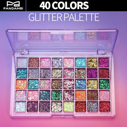 FANDAMEI 40 Colors Face Glitter, Face Paint Glitter Gel - Face Glitter for Women Girls, No Glue Needed, Multi-Purpose Glitter Makeup for Hair Face Body Halloween Rave Carnival Fandamei