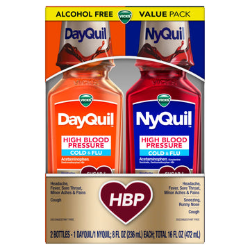 VICKS DayQuil & NyQuil High Blood Pressure Cold & Flu Relief Liquid Medicine Co-Pack, Powerful Multi-Symptom Daytime & Nighttime Relief for Cold, Cough, and Flu Symptoms, Sugar & Alcohol Free, 2x8oz Vicks buy australia supplements