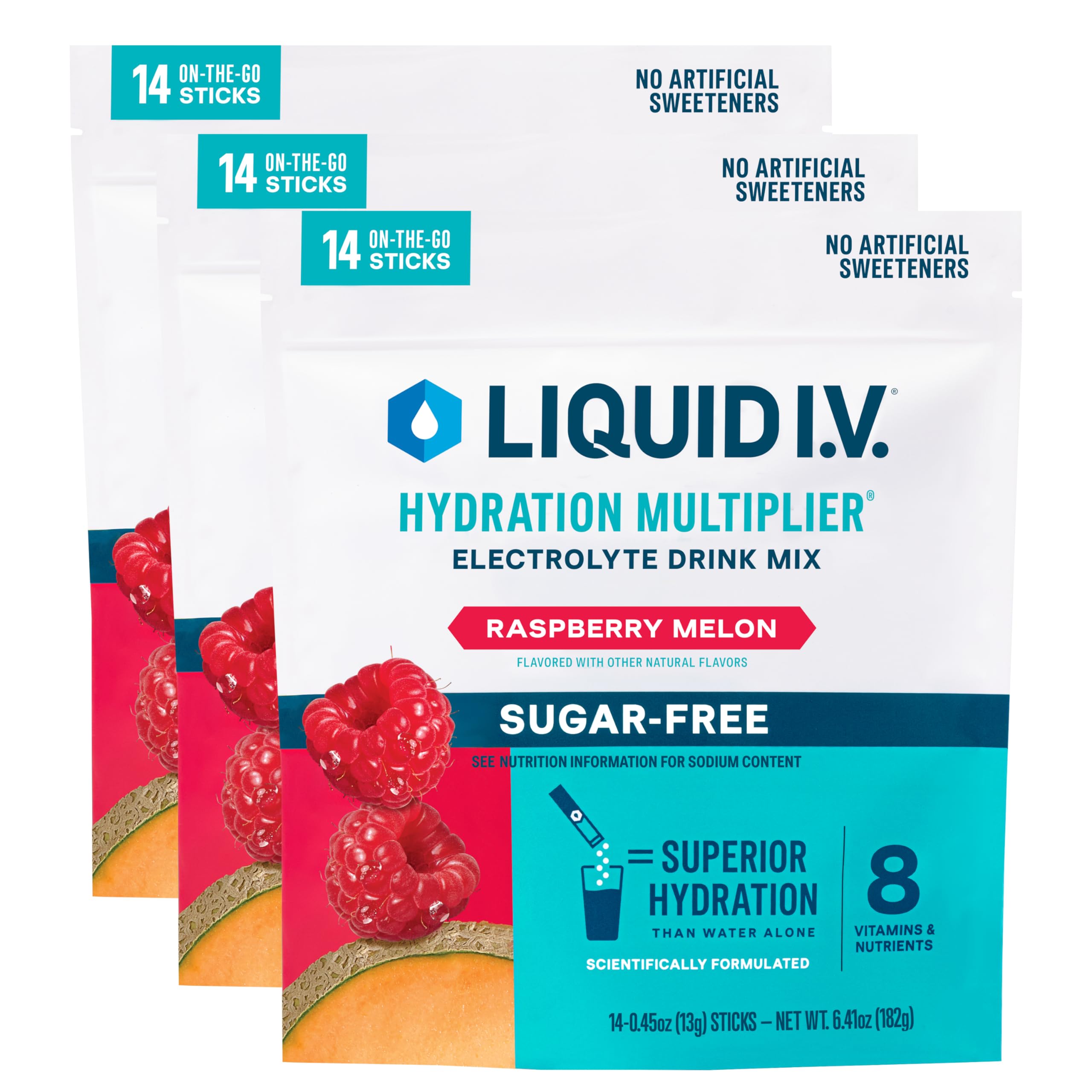 Liquid I.V.® Hydration Multiplier Sugar-Free - Raspberry Melon | Electrolyte Powder Drink Mix | 3 Pack (42 Servings) Liquid I.V. buy australia supplements