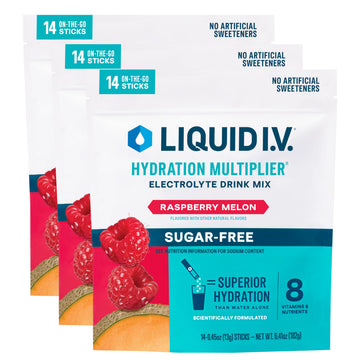 Liquid I.V.® Hydration Multiplier Sugar-Free - Raspberry Melon | Electrolyte Powder Drink Mix | 3 Pack (42 Servings) Liquid I.V. buy australia supplements