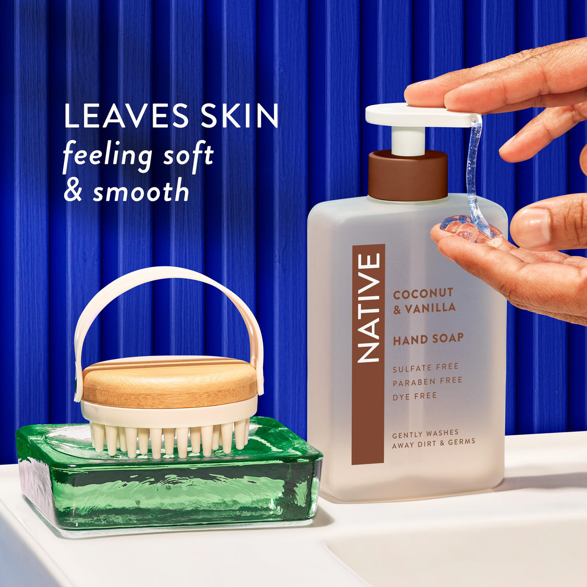 Native Liquid Hand Soap, Coconut & Vanilla Scent, Non-Drying Formula for Soft, Smooth Hands, Made with Plant-Based Cleansers, Sulfate & Paraben Free, 13 oz Bottle Native