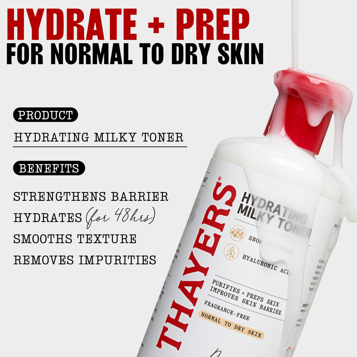 THAYERS Milky Face Toner Skin Care with Snow Mushroom Tremella and Hyaluronic Acid, Natural Gentle Facial Toner, for Dry and Sensitive Skin, 355mL THAYERS