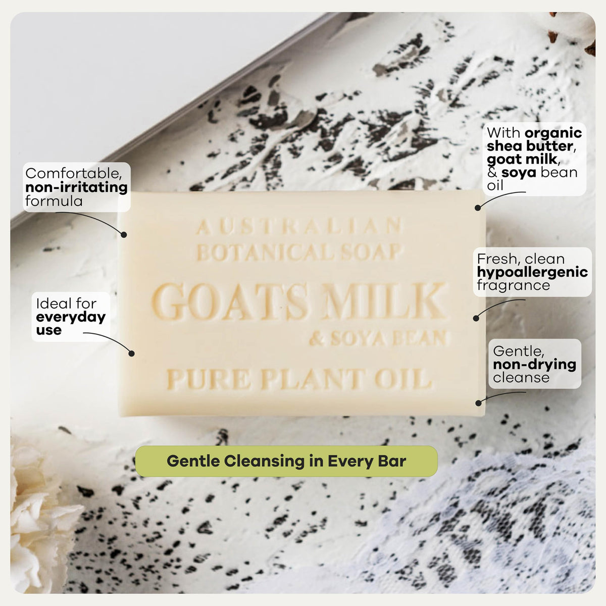 Australian Botanical Soap 6.6 OZ, Pack of 8, Goat Milk Soap Bars with Soya Bean Oil, Enriched with Organic Shea Butter, Suitable for All Skin Types, Packaging May Vary Australian Botanical Soap