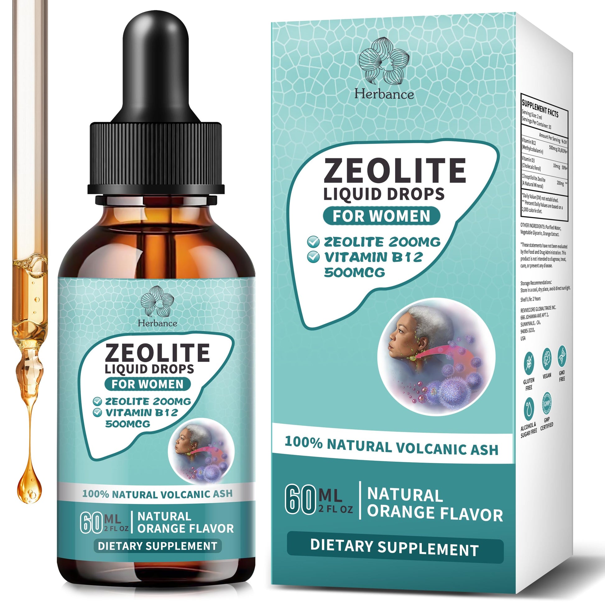 Zeolite Drops for Women,Adults and Kids- Clinoptilolite Zeolite Liquid Drops with Vitamin B12 & D3 - Heavy Metal Support, Immune Health, Natural Metabolism, Energy & Clear Skin - 30 Day Vegan Supply Herbance buy australia supplements