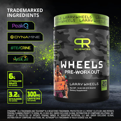 Larry Wheels' Pre Workout - Energy Drink Powder - Pre Workout Powder for Men & Women - Energy Supplement with Electrolytes, Vitamin & Caffeine - Pre workout Energy Drink, Sour Candy - 20 Servings