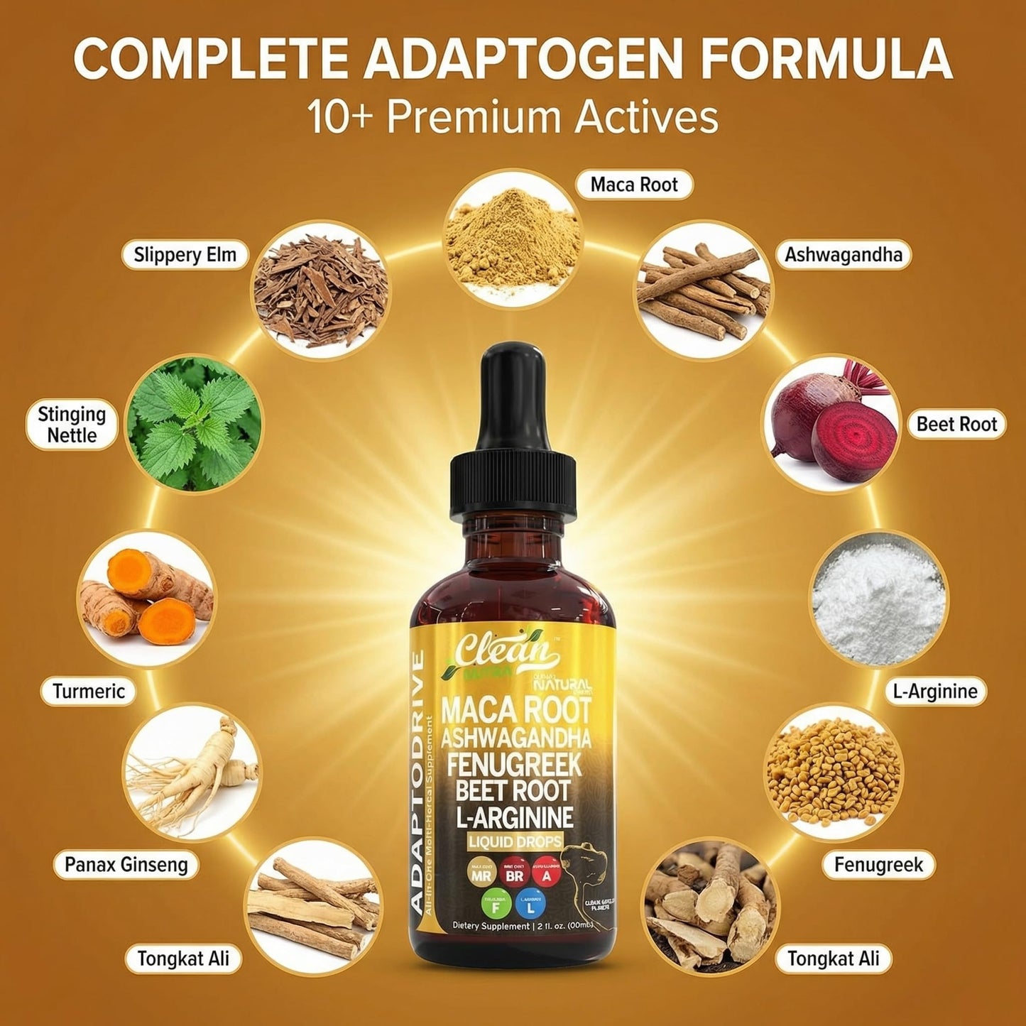 Clean Nutra Organic Maca Root Liquid Drops with Ashwagandha, Fenugreek, Beet Root and L-Arginine Liquid Multivitamin Clean Nutraceuticals