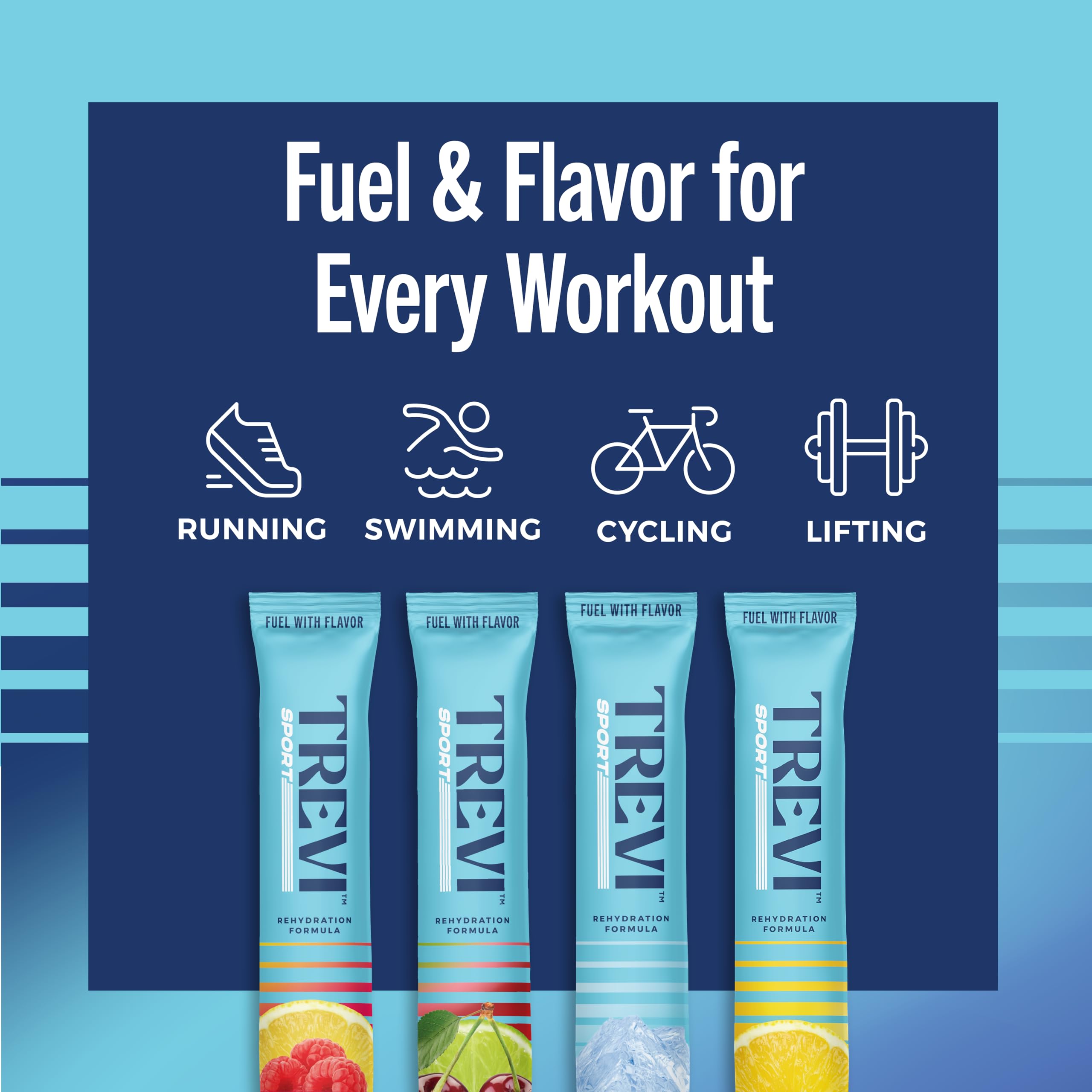 TREVI™ Sport Electrolytes Powder Packets Sugar Free - 800mg Sodium - 250mg Potassium - 100mg Magnesium - Water Drink Mix Rehydration Essentials - 20 Count - Variety Pack TREVI buy australia supplements
