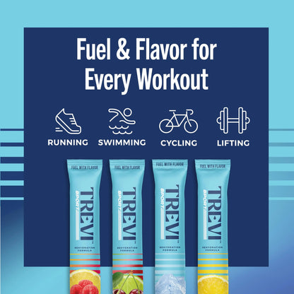 TREVI™ Sport Electrolytes Powder Packets Sugar Free - 800mg Sodium - 250mg Potassium - 100mg Magnesium - Water Drink Mix Rehydration Essentials - 20 Count - Variety Pack TREVI