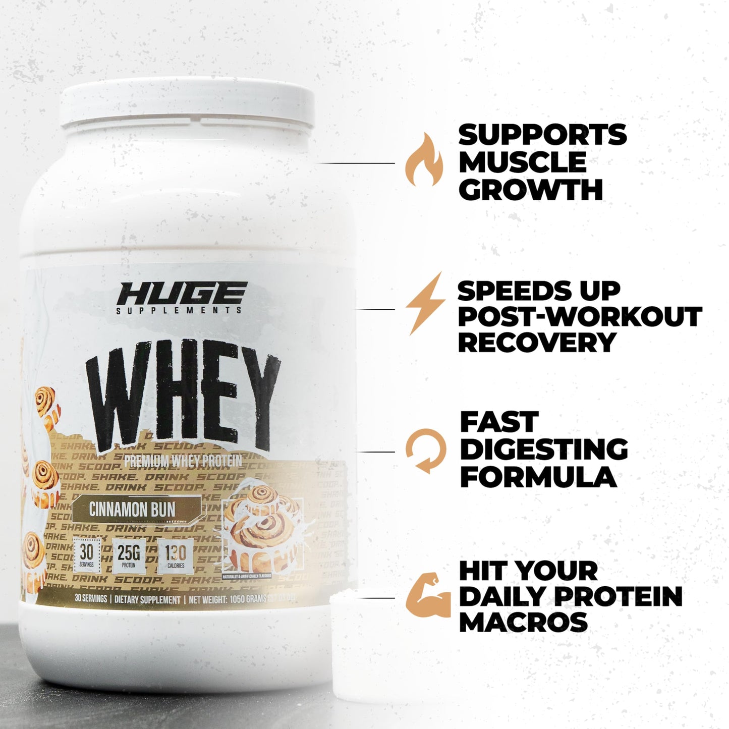 Huge Whey, Protein Powder for Muscle Gain, 25g Protein, 12g EAAs, Supports Muscle Growth, Performance & Recovery (Chocolate Brownie, 30 Servings)