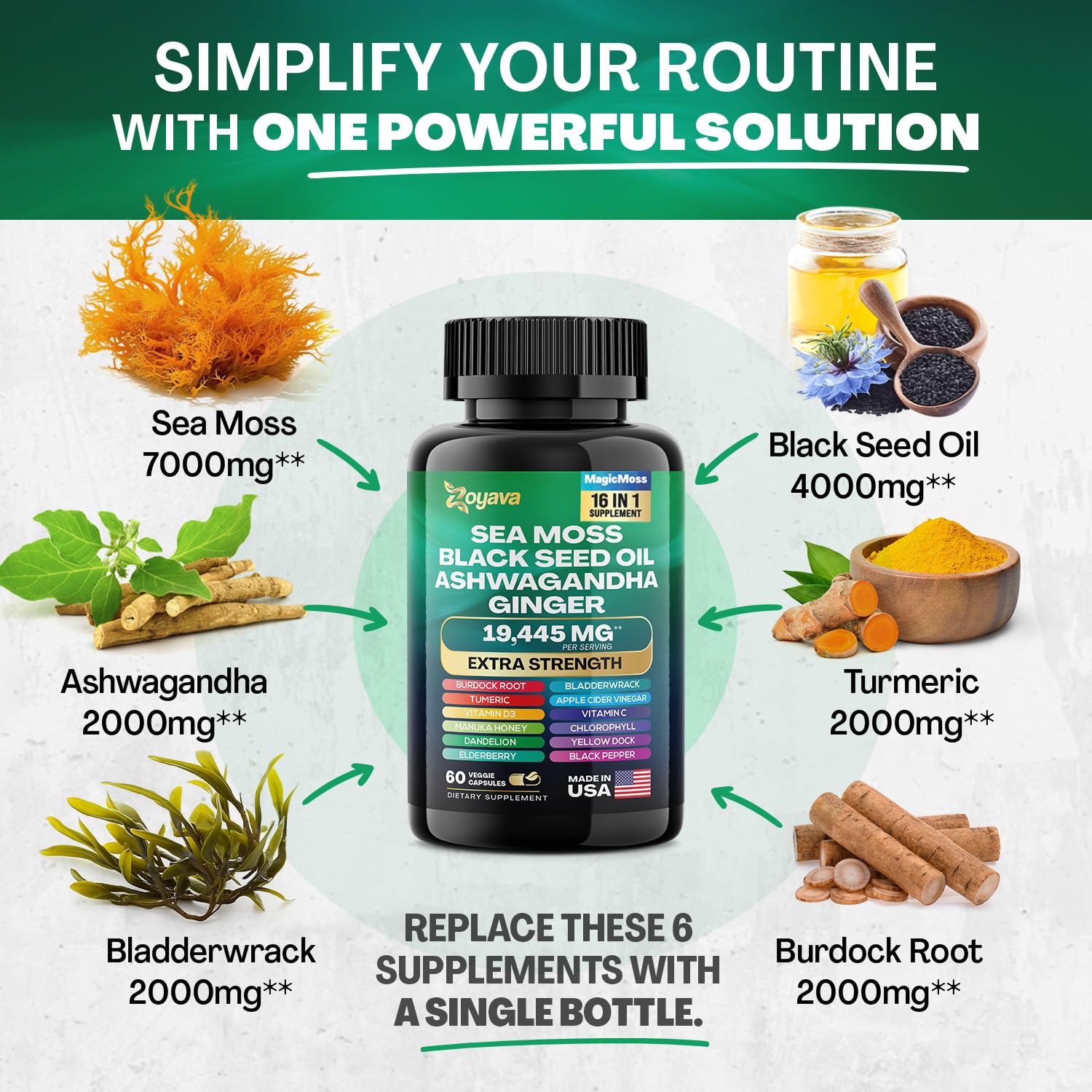 Zoyava Magic Moss Blend Sea Moss 7000mg Ashwagandha 2000mg Black Seed Oil Zoyava buy australia supplements