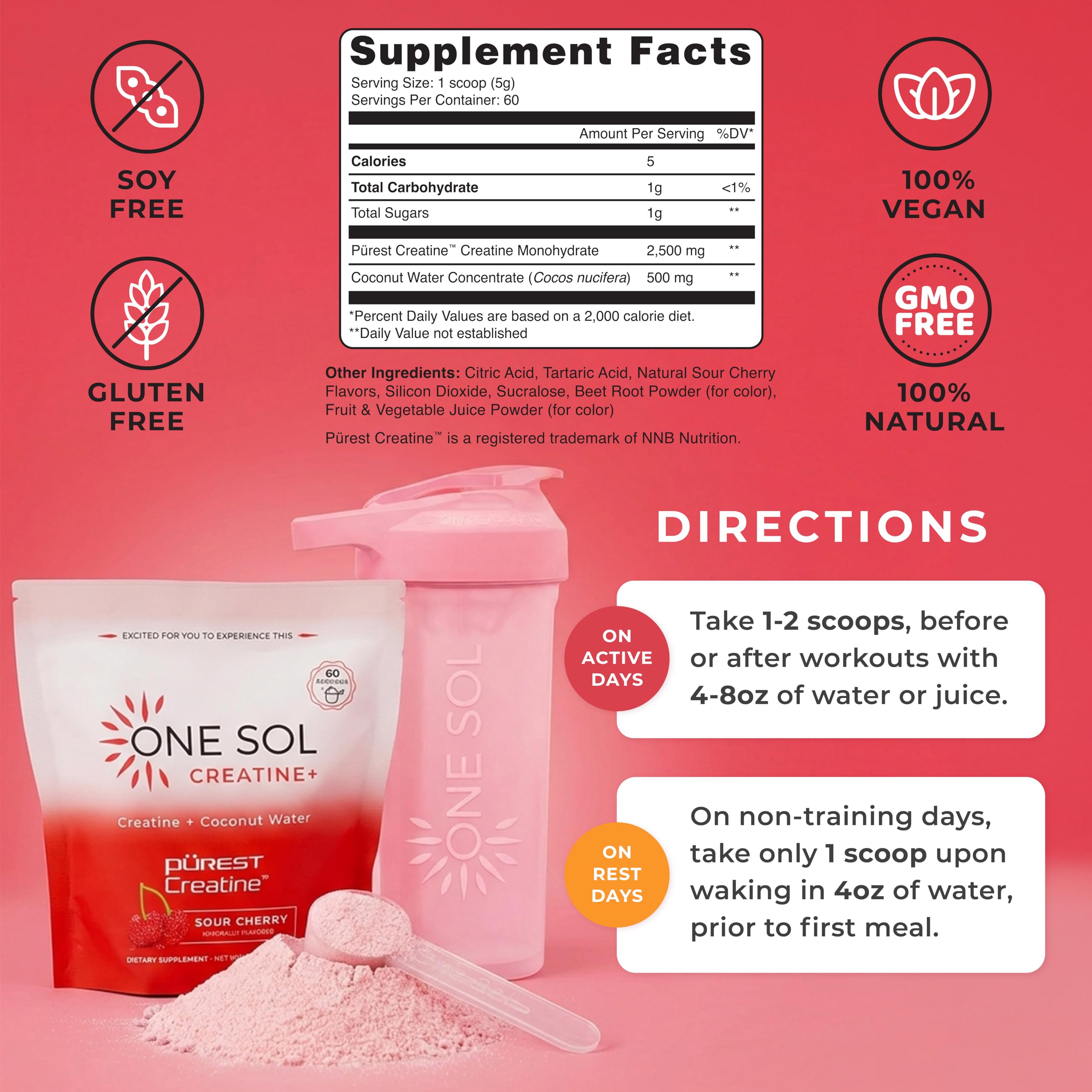 One Sol Creatine for Women, All Natural Women's Creatine Powder w Pure Creatine & Coconut Water, Increase Lean Muscle Mass, Reduce Recovery Time, Promote Brain & Bone Health (Sour Cherry, 60 Servings) One Sol buy australia supplements