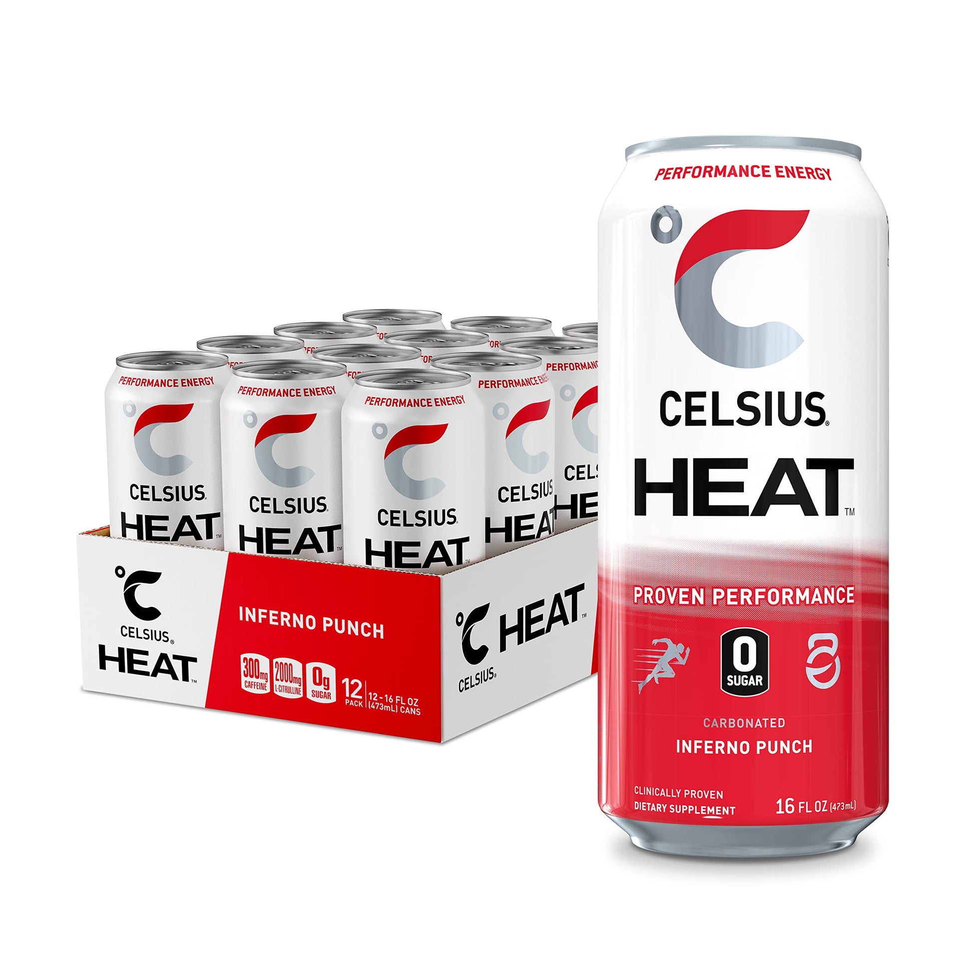 CELSIUS HEAT Inferno Punch Performance Energy Drink, Zero Sugar, 16oz. Can (Pack of 12) CELSIUS buy australia supplements