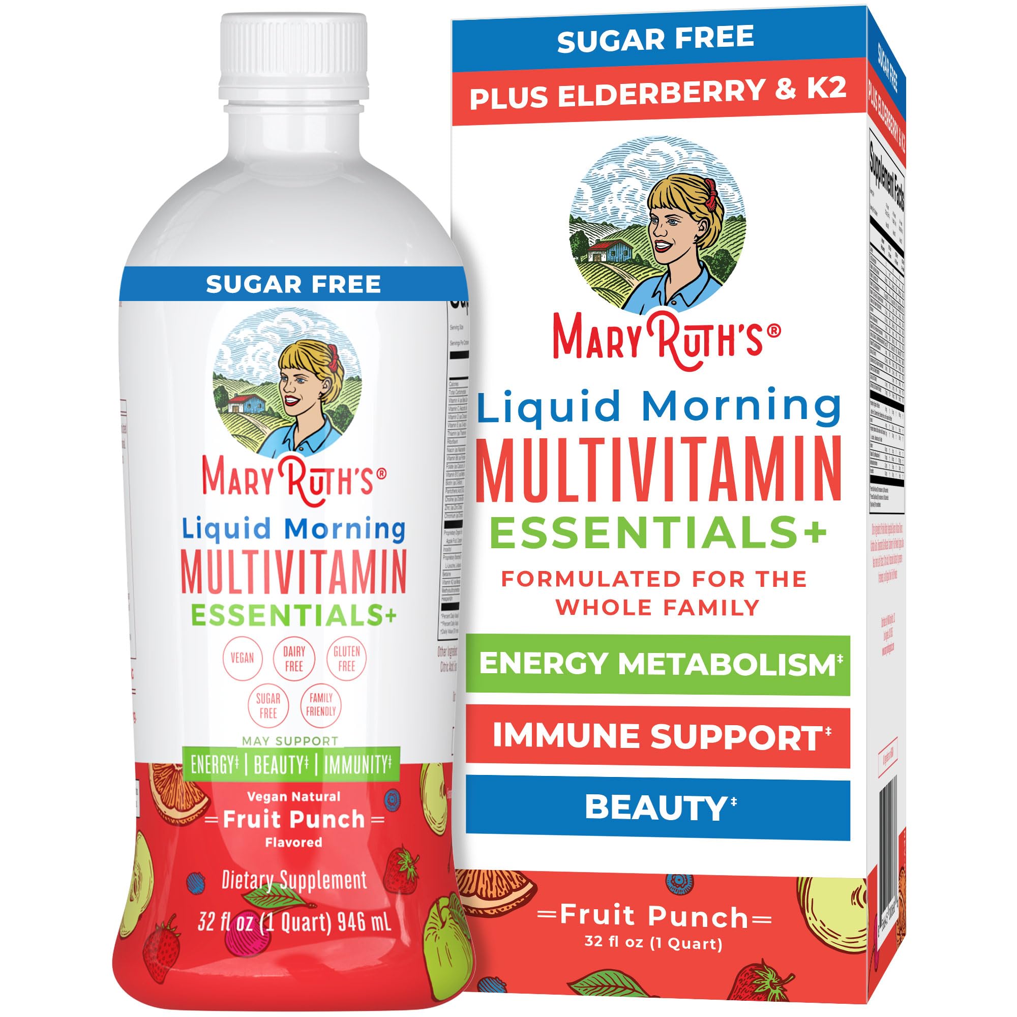 MaryRuth Organics Liquid Morning Multivitamin Essentials+ | Vitamin A C D E B6 B12 Biotin Zinc, Mens Womens Multivitamin, Immune Support, Beauty | Sugar Free | Vitamins for Ages 1+ | Vegan | 32 Fl Oz MARYRUTH'S buy australia supplements