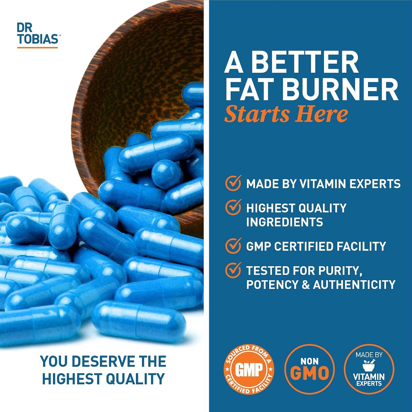 Dr. Tobias Fat Burner Nightly - Night Time Metabolic Support with White Kidney Bean Extract, Ashwagandha Root, Green Coffee Bean Extract & Melatonin | Non-GMO (60 Capsules 30 Day Supply)